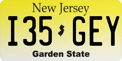 NJ license plate I35GEY