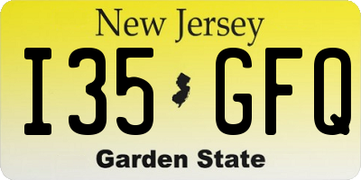 NJ license plate I35GFQ