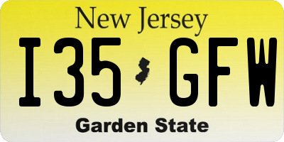 NJ license plate I35GFW