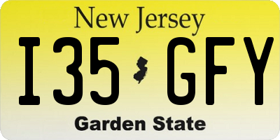 NJ license plate I35GFY