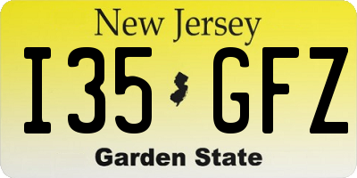 NJ license plate I35GFZ