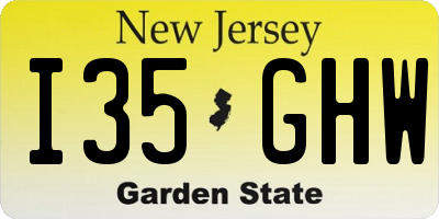 NJ license plate I35GHW