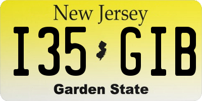 NJ license plate I35GIB
