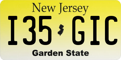 NJ license plate I35GIC