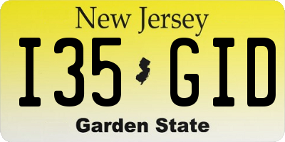 NJ license plate I35GID