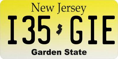 NJ license plate I35GIE