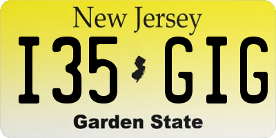 NJ license plate I35GIG