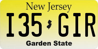 NJ license plate I35GIR