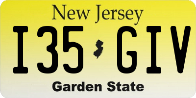 NJ license plate I35GIV