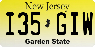 NJ license plate I35GIW