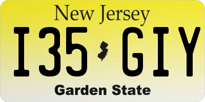 NJ license plate I35GIY