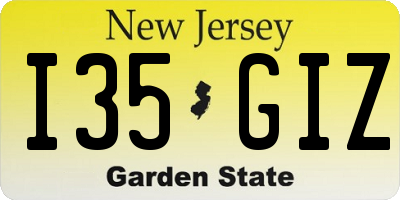 NJ license plate I35GIZ