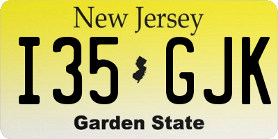 NJ license plate I35GJK