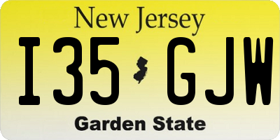 NJ license plate I35GJW