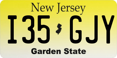 NJ license plate I35GJY