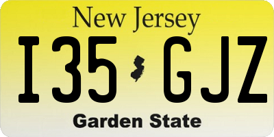NJ license plate I35GJZ