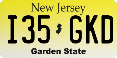 NJ license plate I35GKD