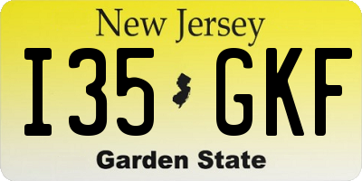NJ license plate I35GKF