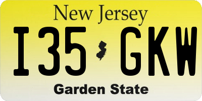 NJ license plate I35GKW