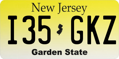 NJ license plate I35GKZ