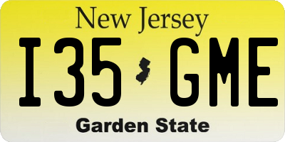NJ license plate I35GME