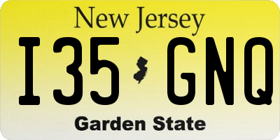 NJ license plate I35GNQ