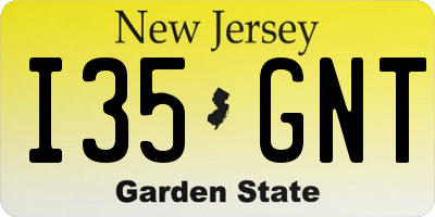 NJ license plate I35GNT