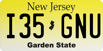 NJ license plate I35GNU
