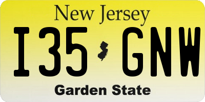 NJ license plate I35GNW