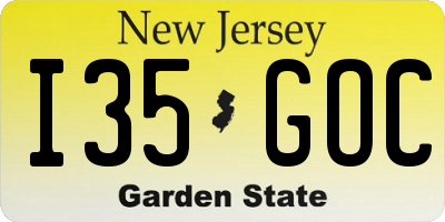 NJ license plate I35GOC