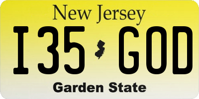 NJ license plate I35GOD