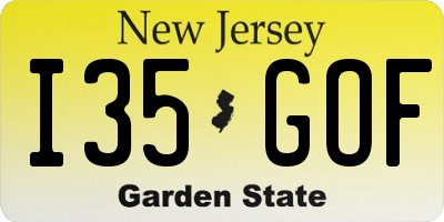 NJ license plate I35GOF