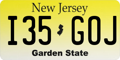 NJ license plate I35GOJ