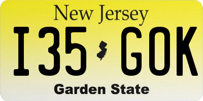 NJ license plate I35GOK