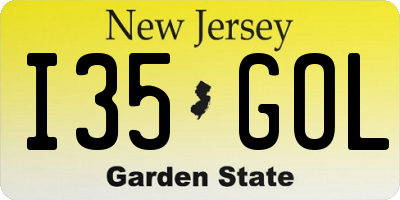 NJ license plate I35GOL