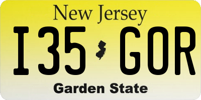 NJ license plate I35GOR