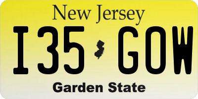 NJ license plate I35GOW