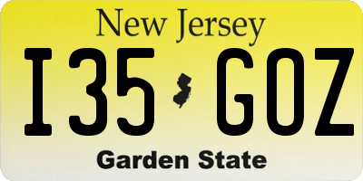 NJ license plate I35GOZ