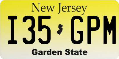 NJ license plate I35GPM
