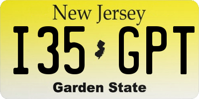 NJ license plate I35GPT