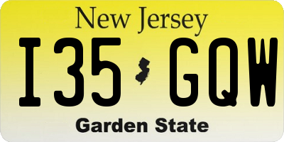 NJ license plate I35GQW