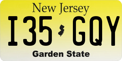 NJ license plate I35GQY