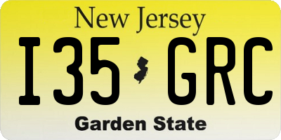 NJ license plate I35GRC