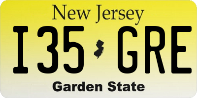NJ license plate I35GRE