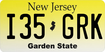 NJ license plate I35GRK