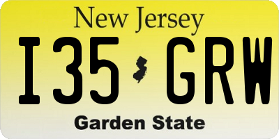 NJ license plate I35GRW