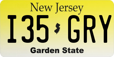 NJ license plate I35GRY
