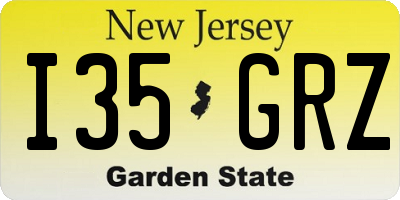 NJ license plate I35GRZ