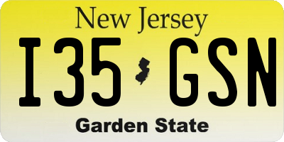 NJ license plate I35GSN
