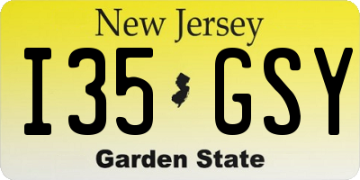 NJ license plate I35GSY